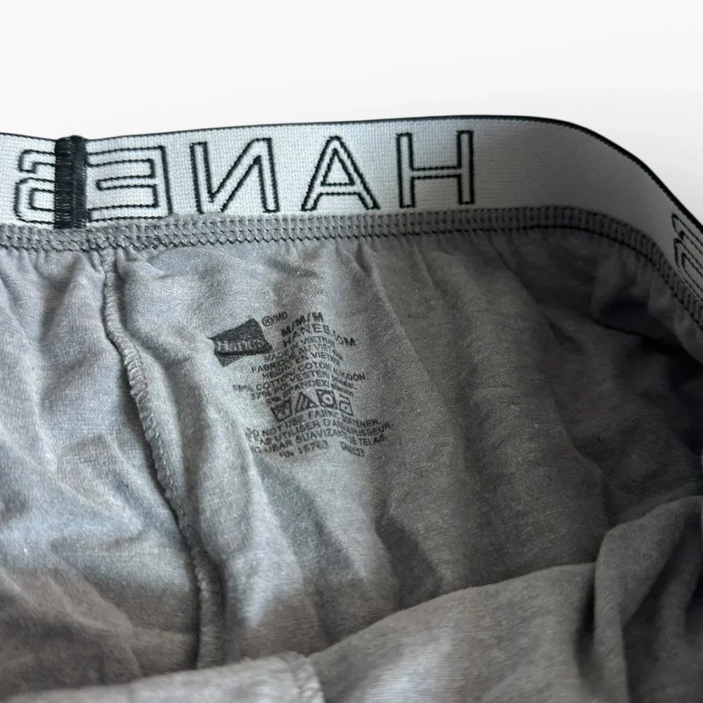Hanes Gray Boxer Briefs with Black Branded Waistband